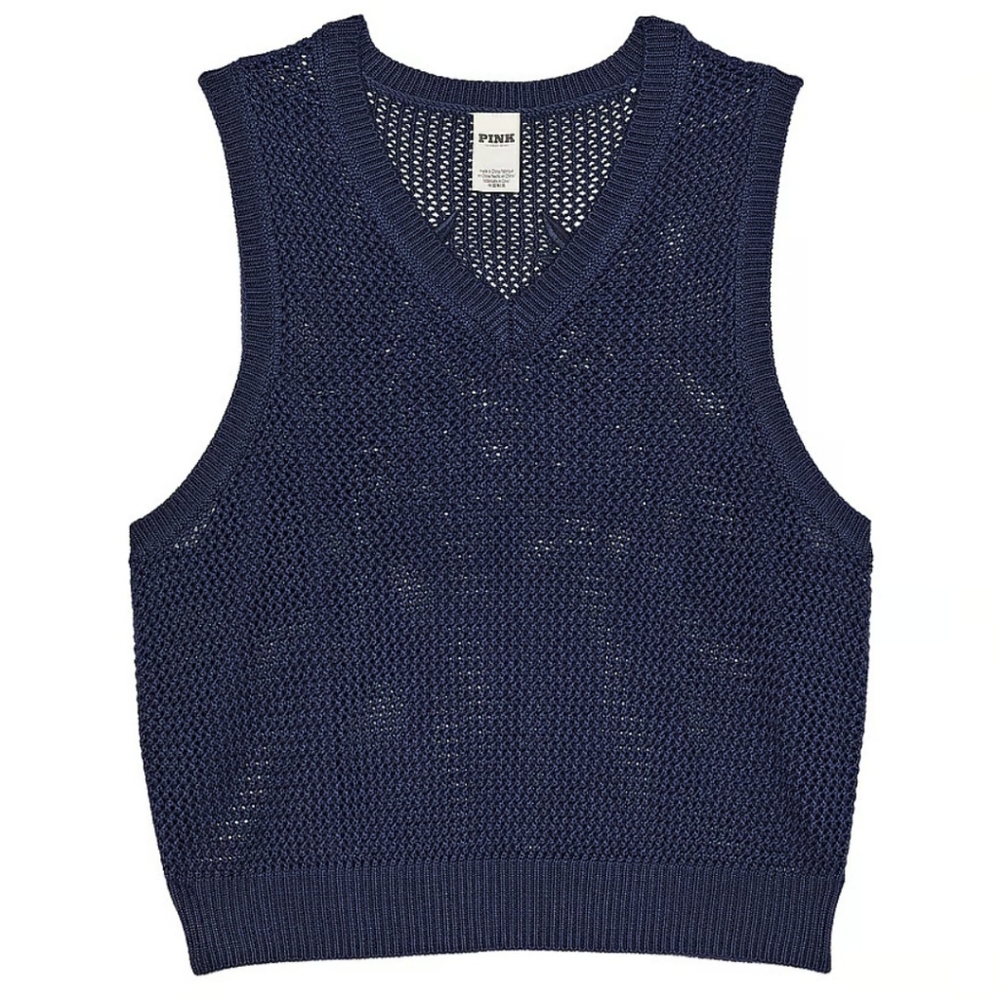 PINK Victoria's Secret Cambridge Knit Cropped Vest. - Picture 3 of 11